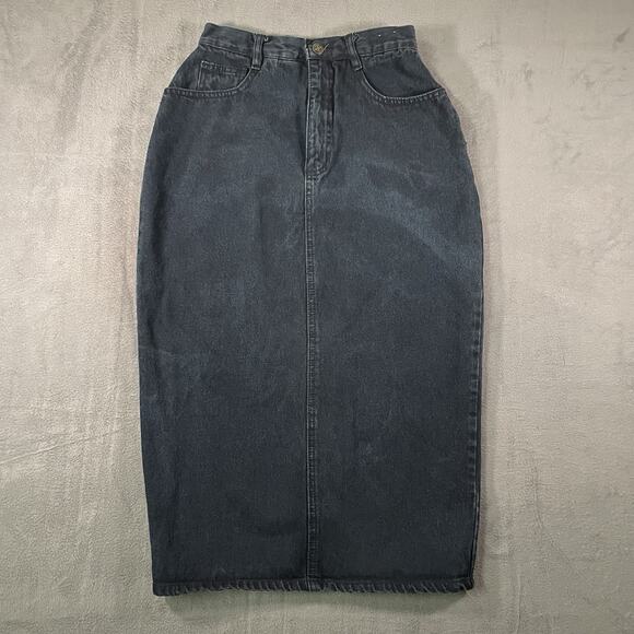 Baccini Dresses & Skirts - Y2K Baccini Dark Blue Denim Midi Skirt Straight Pencil Button Back Size 5/6